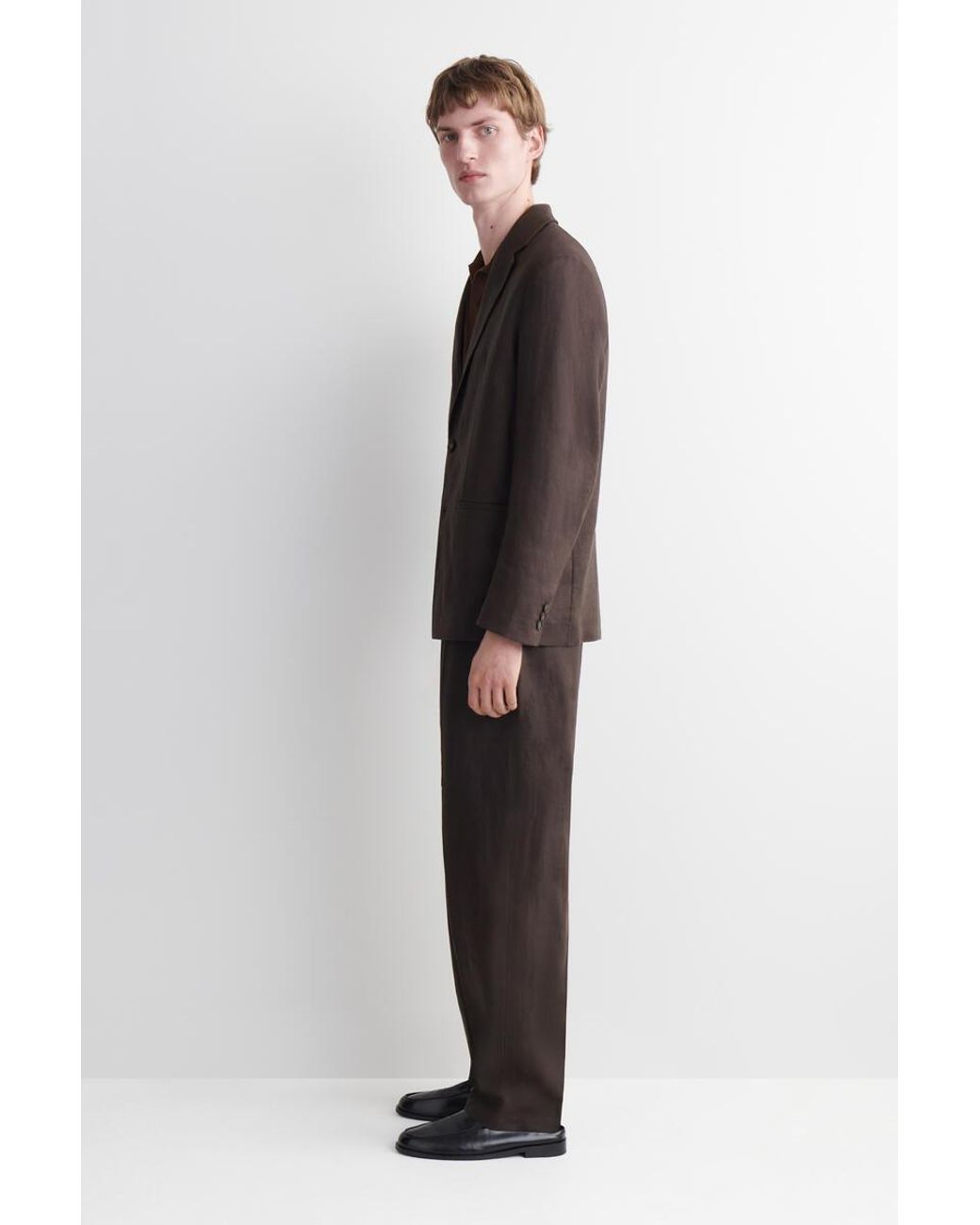 COS Brown Single-Breasted Linen Blazer for men