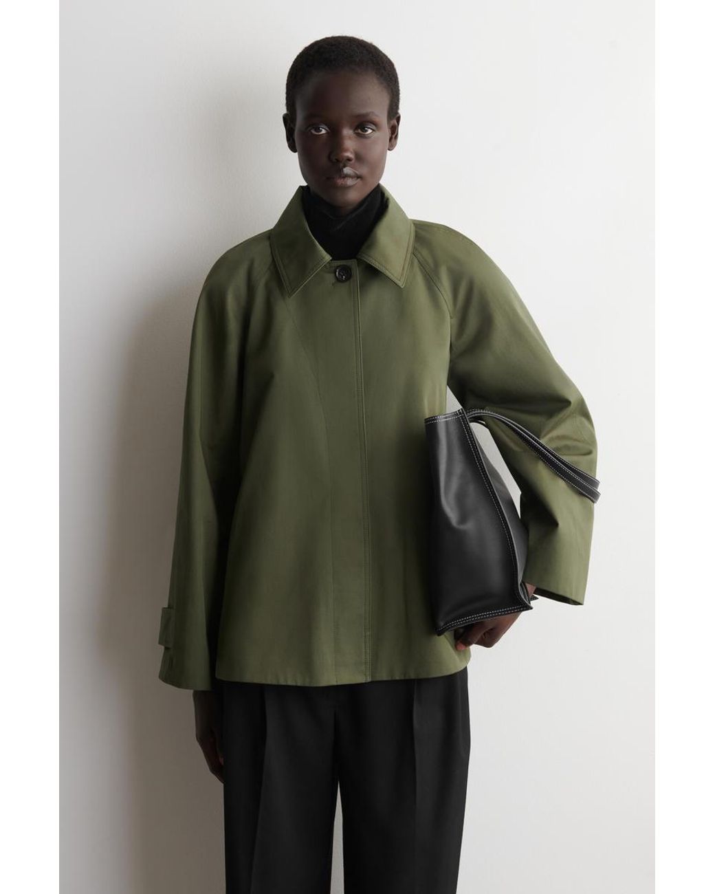 COS Green A-Line Cotton-Twill Jacket