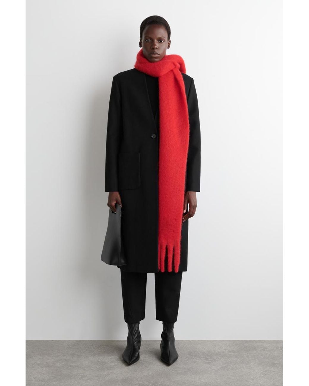 COS Pink Fringed Brushed-mohair Scarf