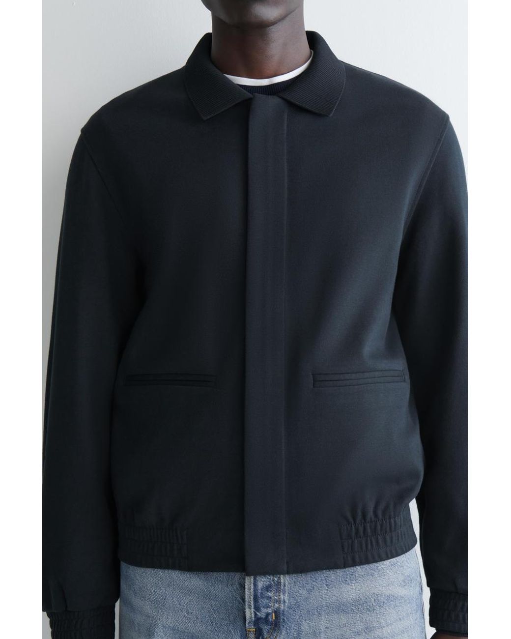 COS Blue Jersey Harrington Jacket for men