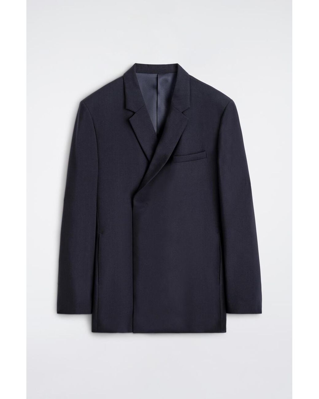 COS Blue Slim Double-Breasted Wool Blazer for men