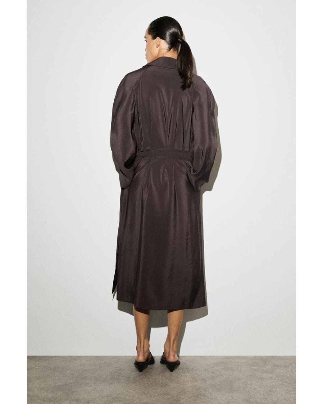 COS Brown Utility Trench-Style Midi Dress