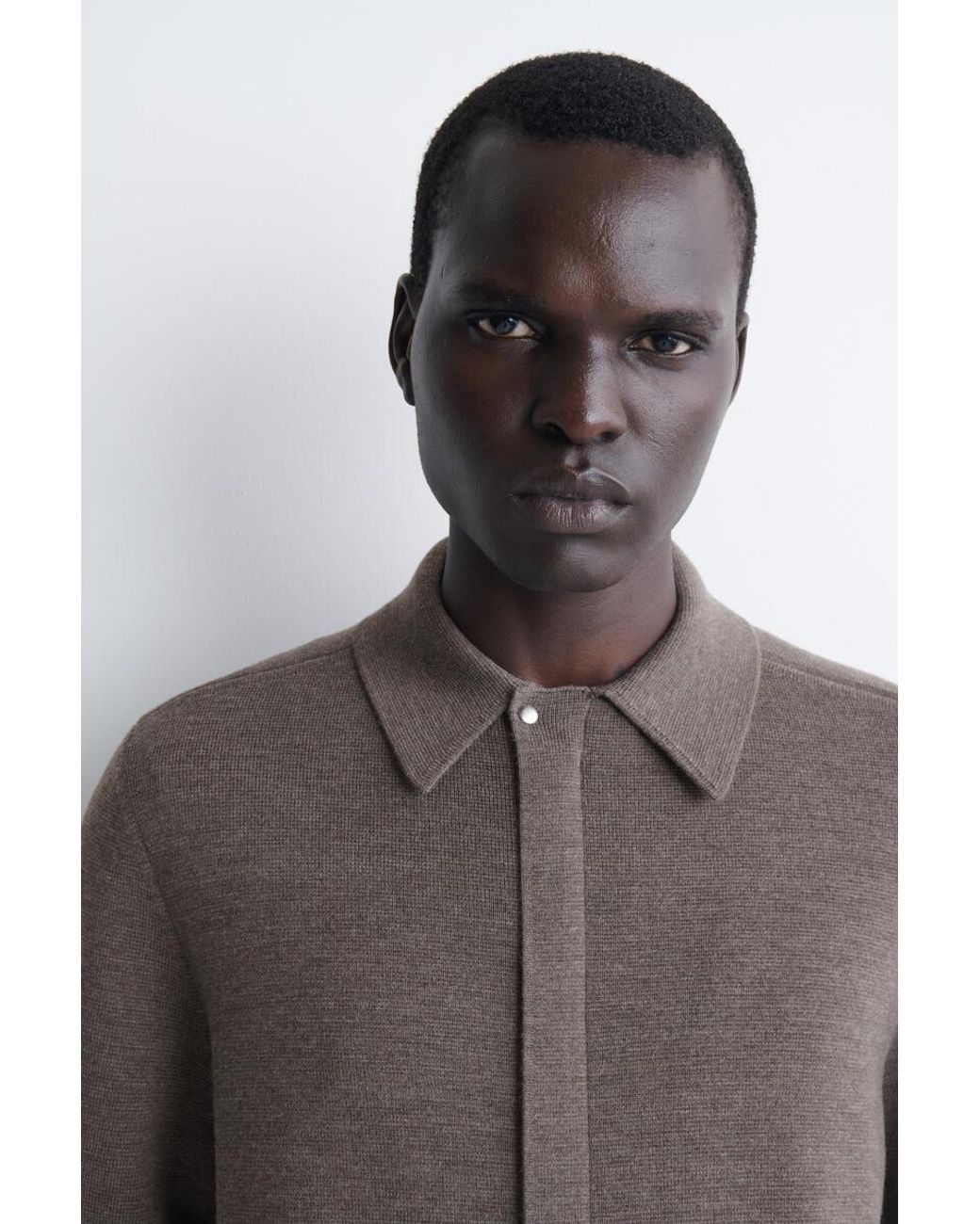 COS Brown Merino Wool Harrington Jacket for men