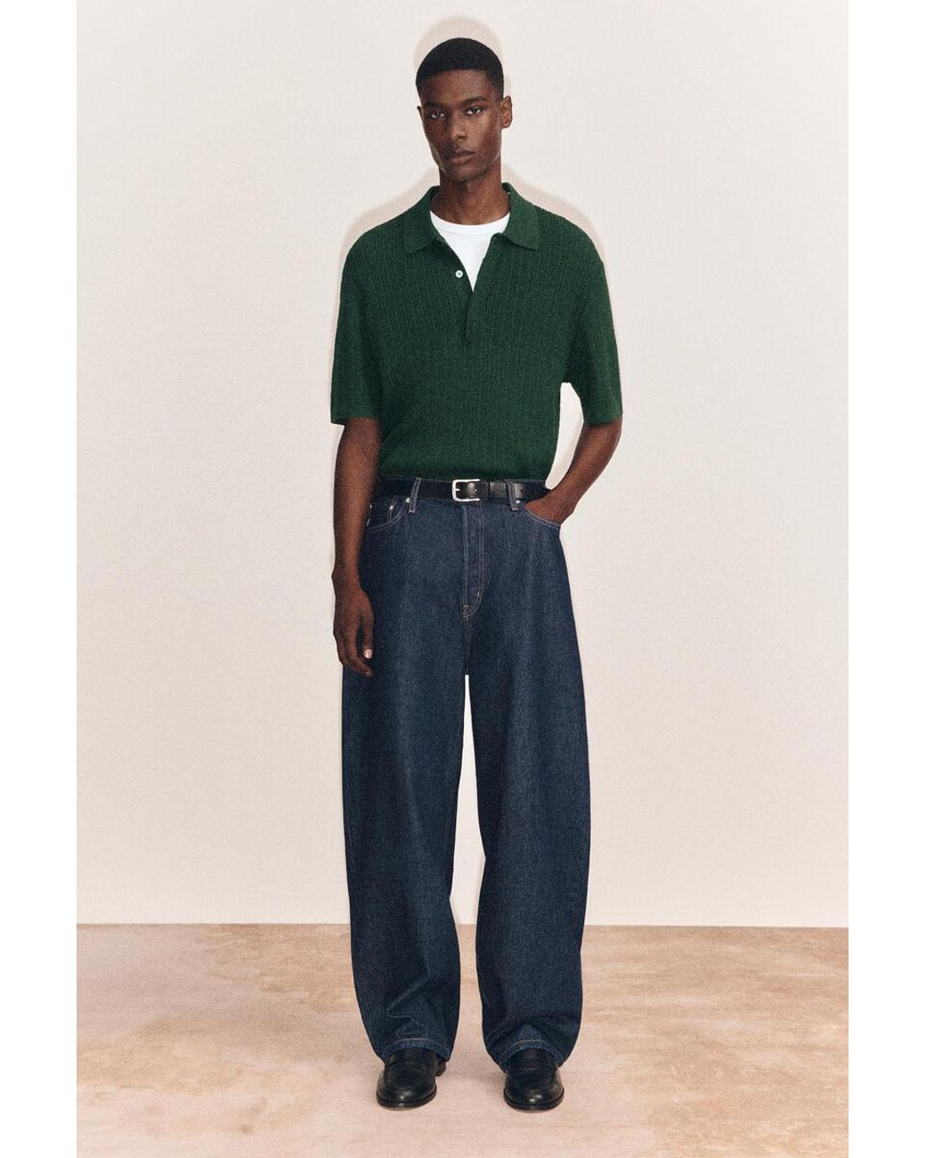 COS Blue Mallow Relaxed-Fit Barrel-Leg Jeans for men