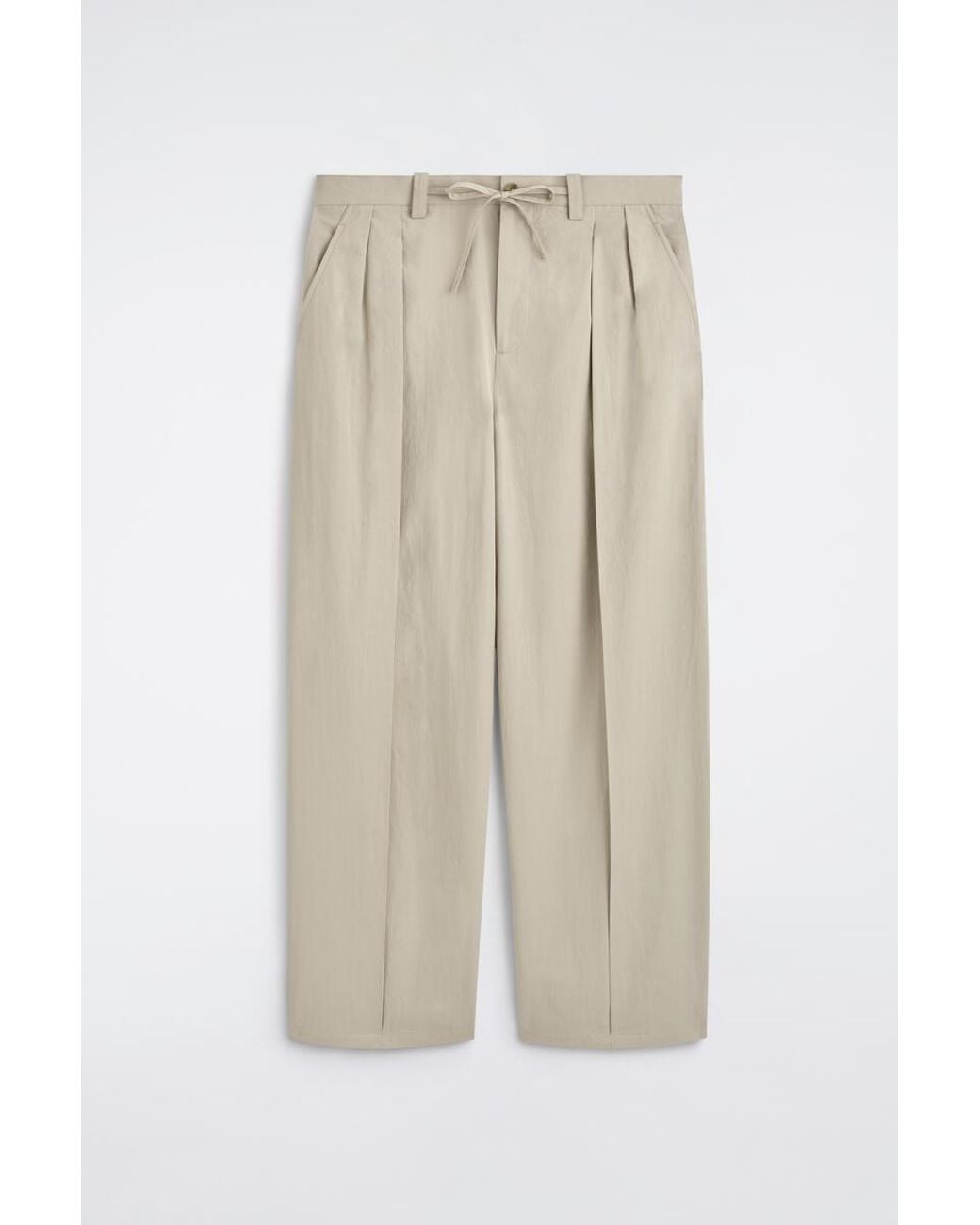 COS White Cotton Relaxed Wide-Leg Drawstring Pants for men