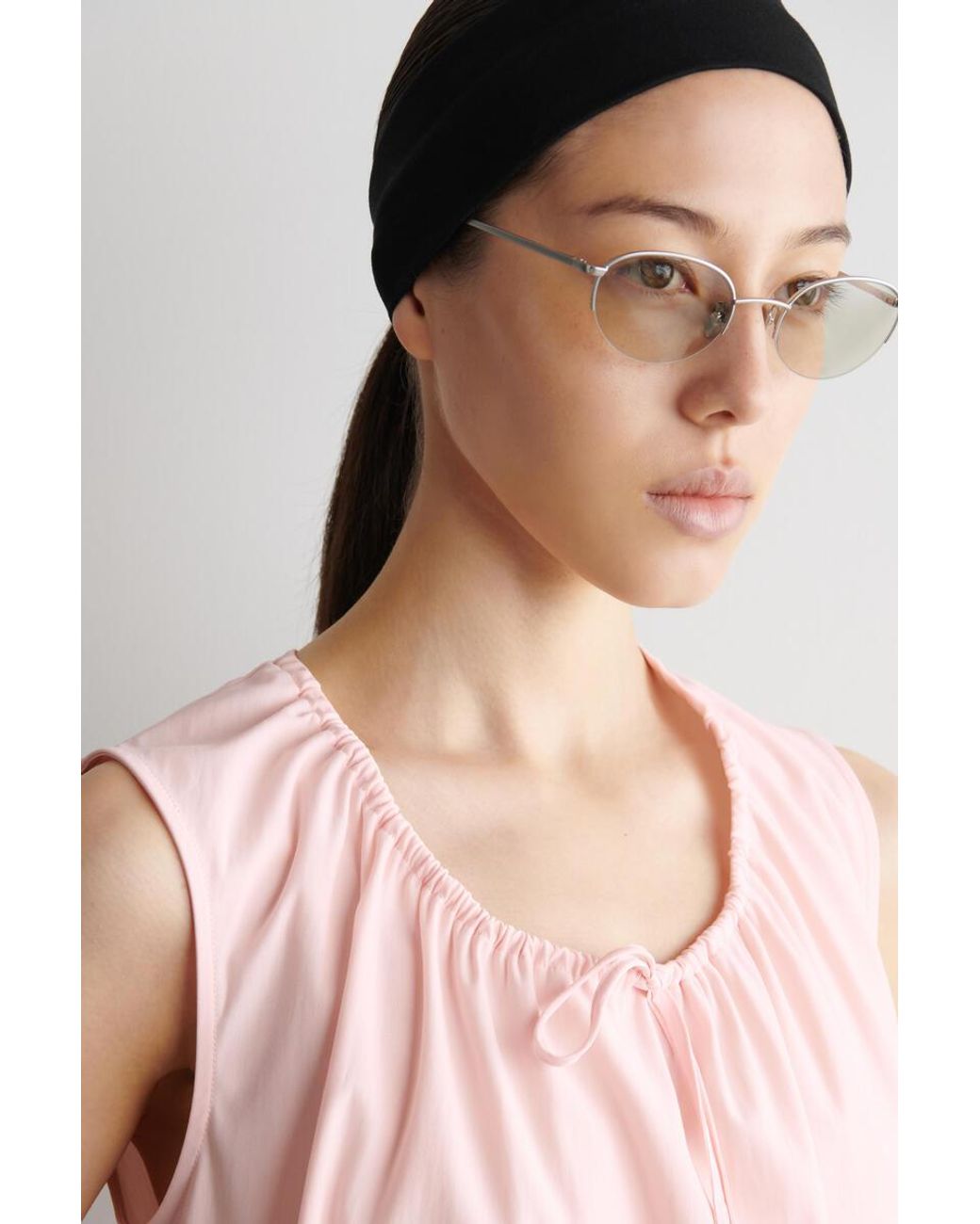 COS Pink Gathered-Neck Jersey Tank Top