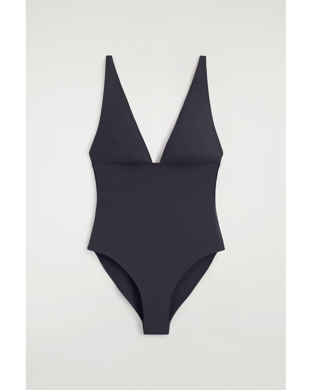 COS Blue Bonded-Scuba V-Neck Swimsuit