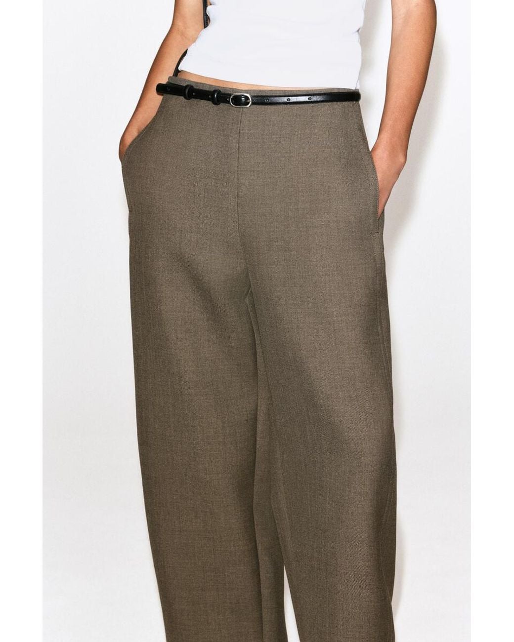 COS Green Double-Faced Barrel-Leg Pants