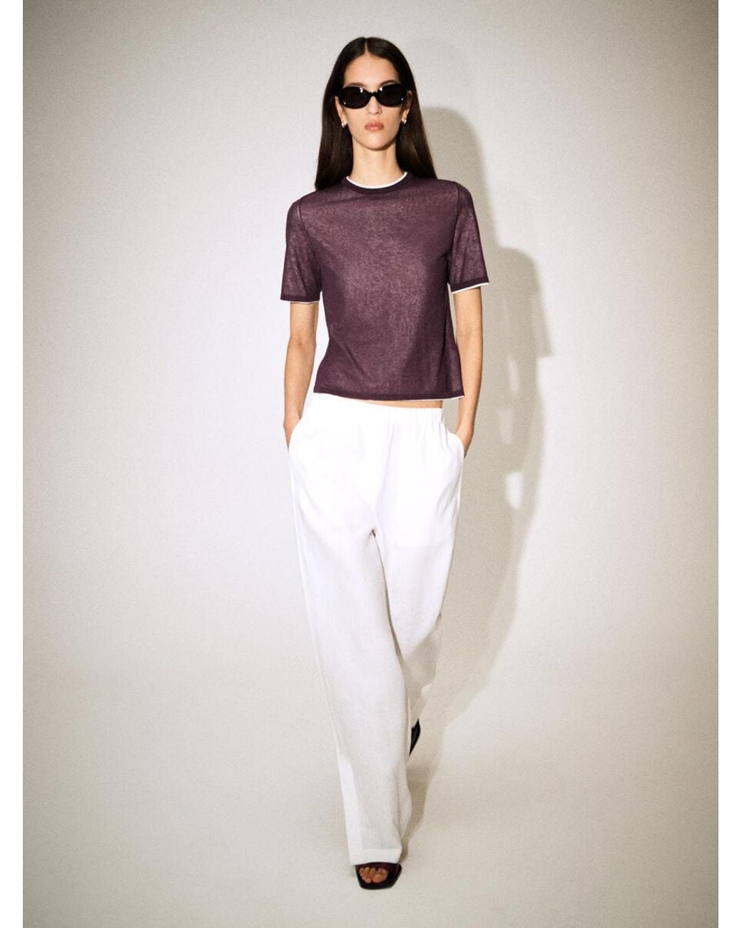 COS Purple Layered Knitted T-Shirt