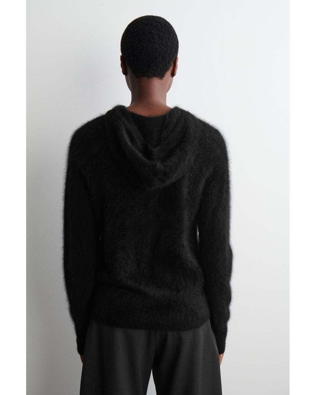 COS Black Brushed-Cashmere Hoodie