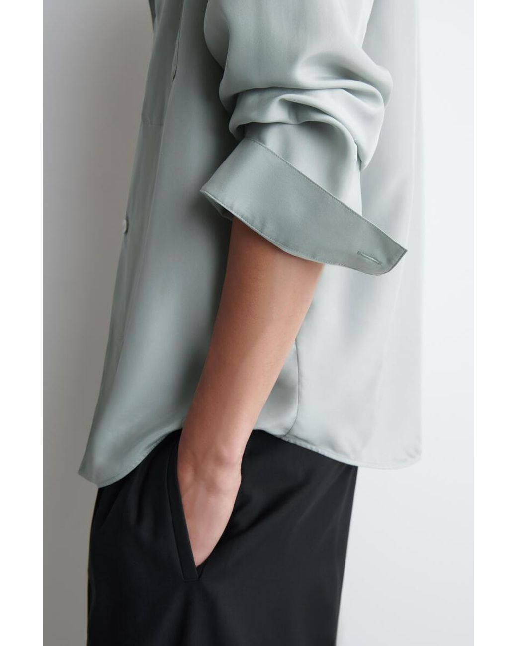 COS Blue Silk Camp-Collar Shirt for men