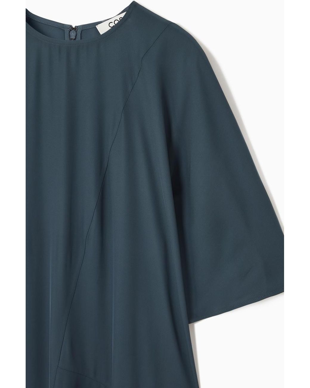 COS Asymmetric Draped Midi Dress in Blue | Lyst COS Asymmetric Draped Midi Dress in Blue | Lyst