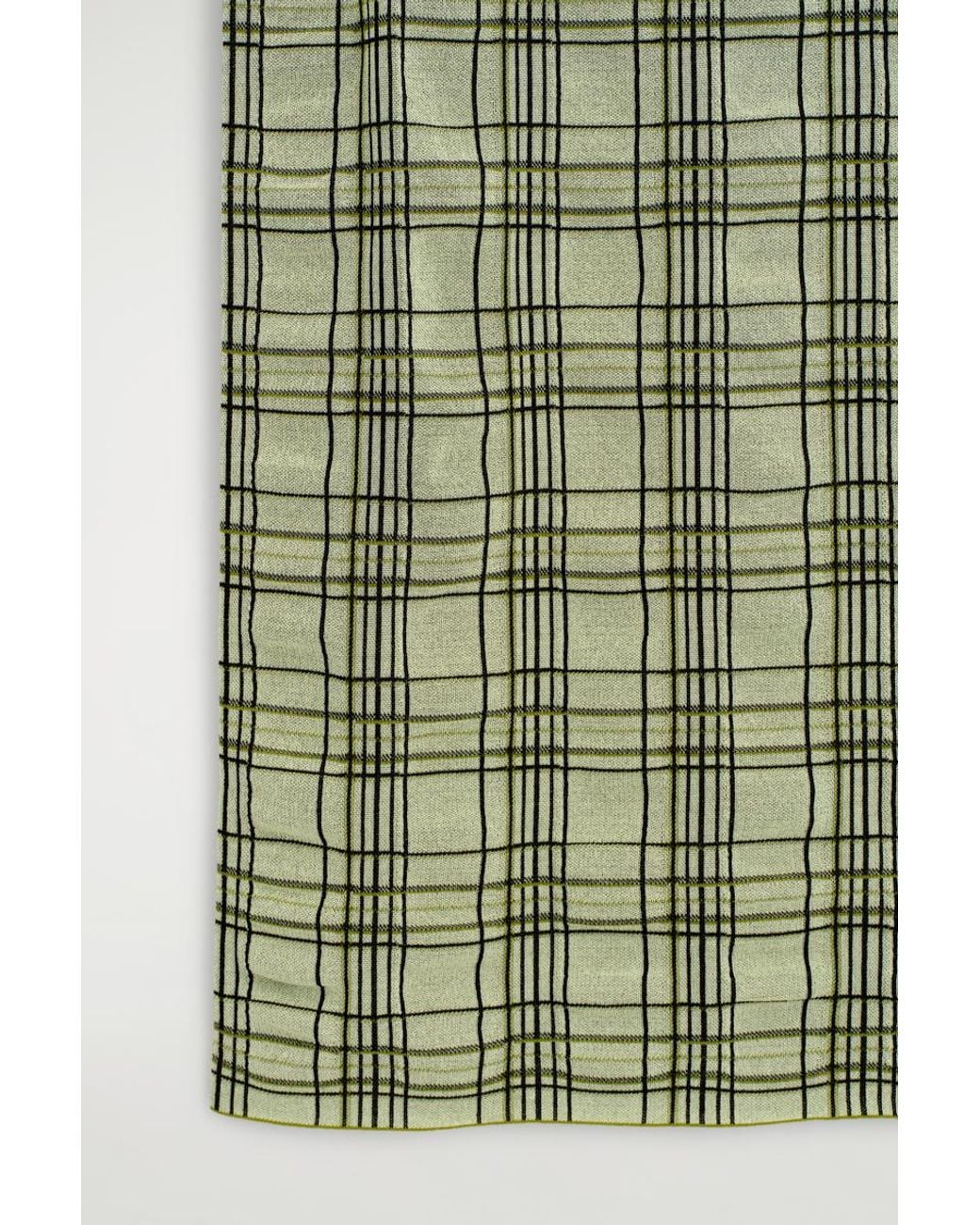 COS Green Checked Cotton-Jacquard Midi Skirt