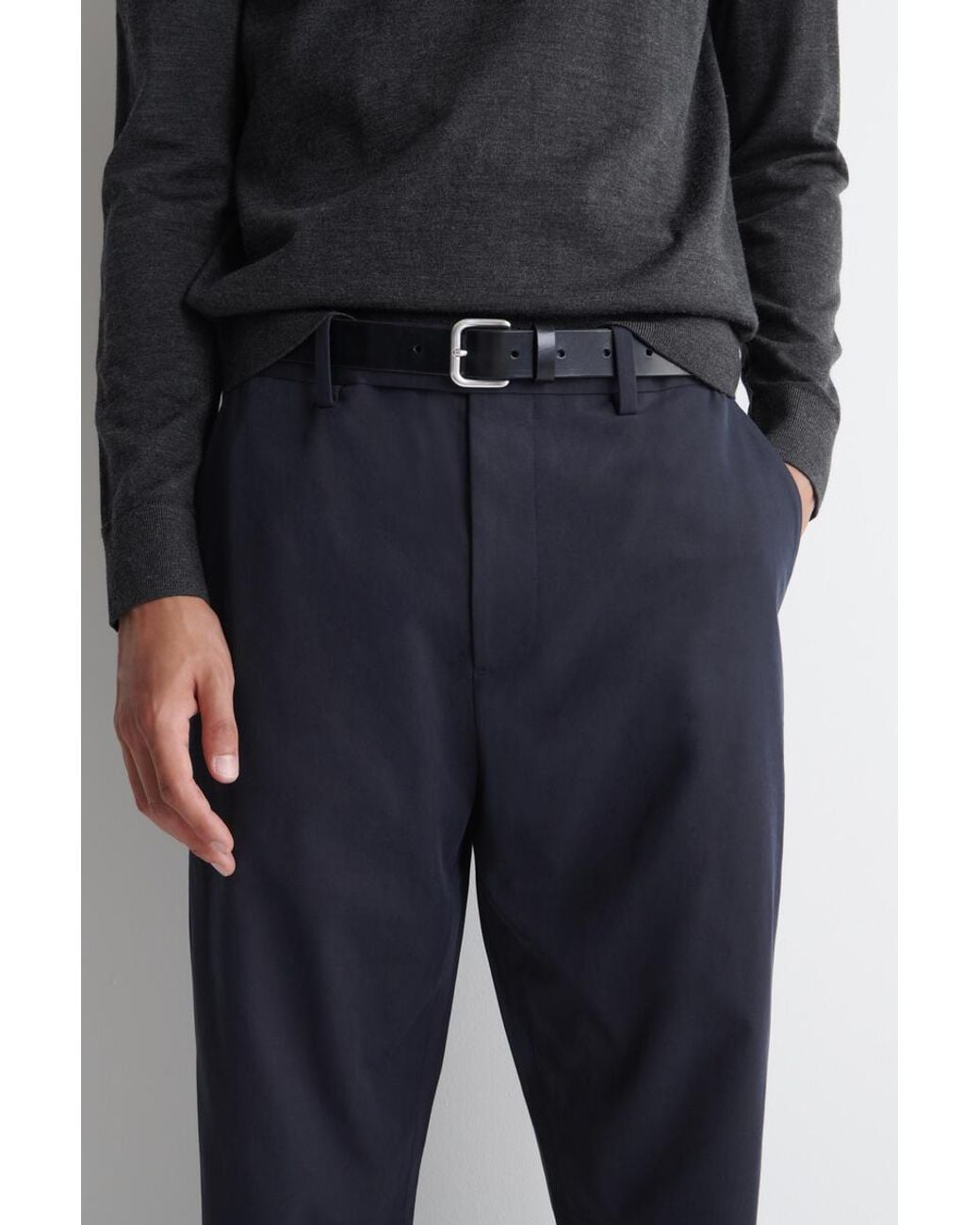 COS Blue Cotton-Blend Slim-Fit Straight-Leg Trousers for men