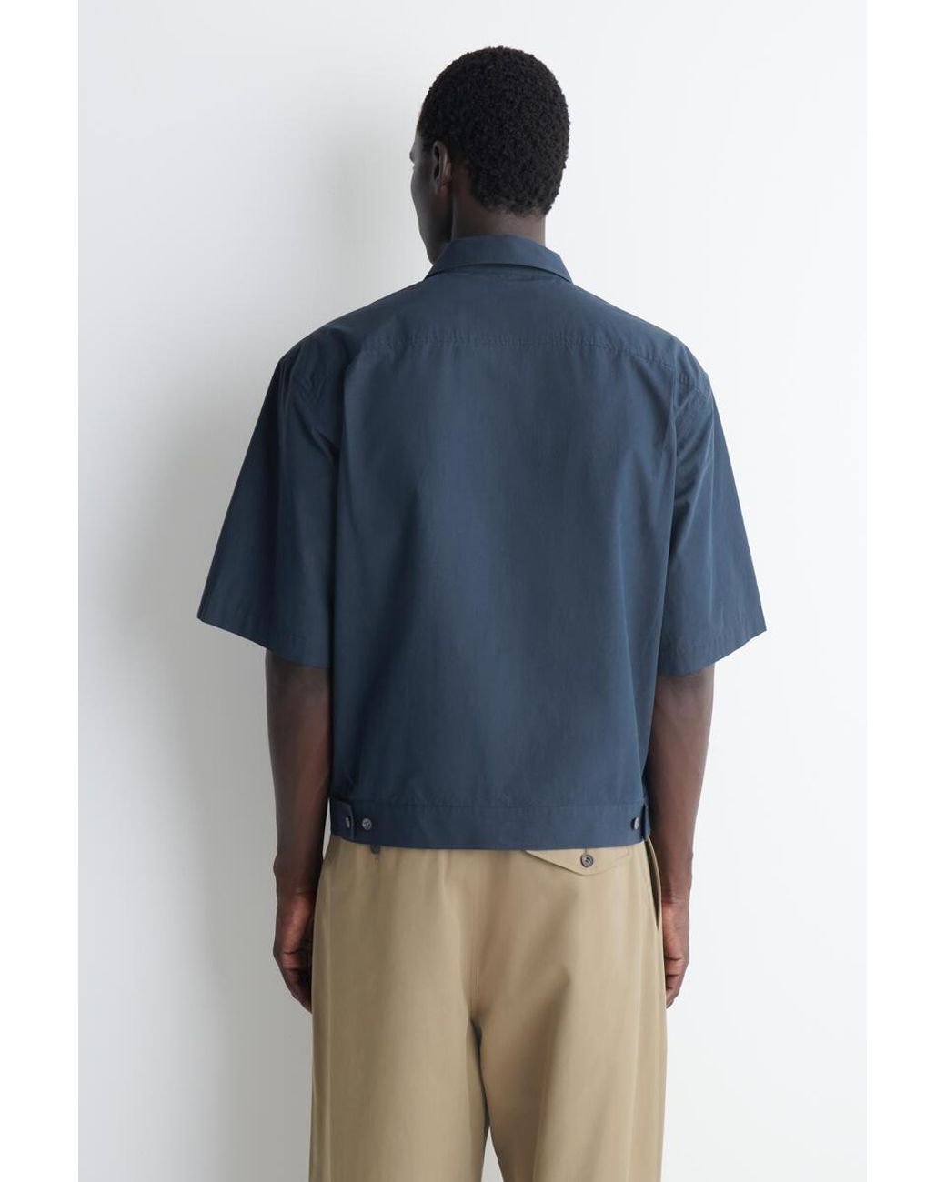 COS Blue Boxy Cotton-Poplin Utility Shirt for men