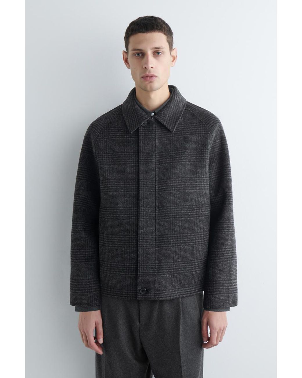 COS Black Reversible Checked Herringbone Wool Jacket for men