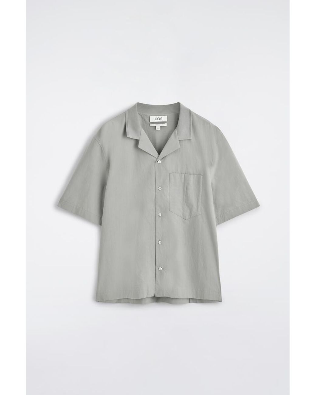 COS Gray Camp-Collar Cotton Shirt for men