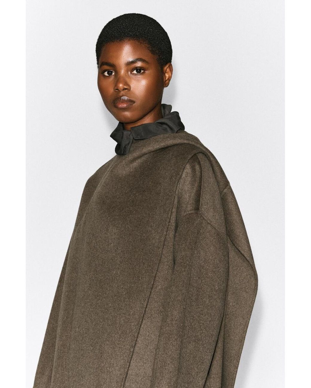 COS Brown Double-Faced Wool-Blend Scarf Jacket