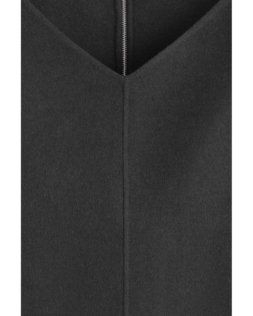 COS Black Double-Faced Wool V-Neck Top