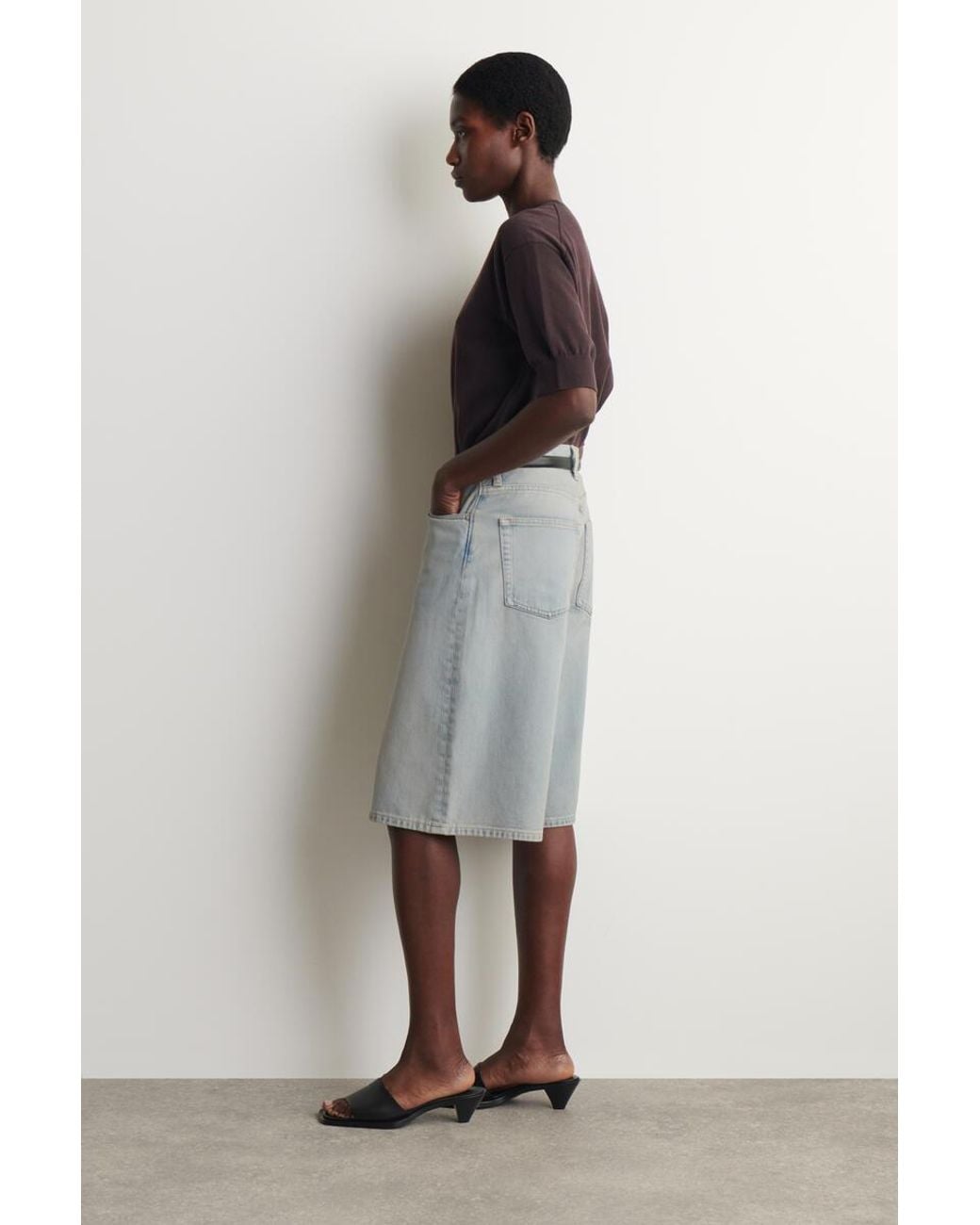 COS Gray Knee-Length Denim Shorts
