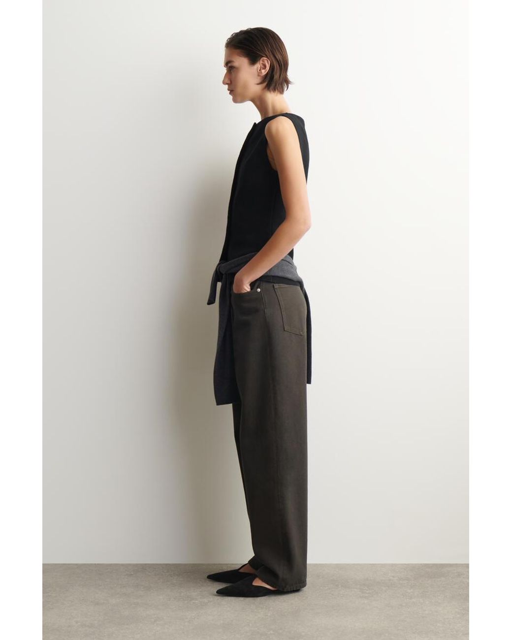COS Black Cotton-Blend Crepe Vest