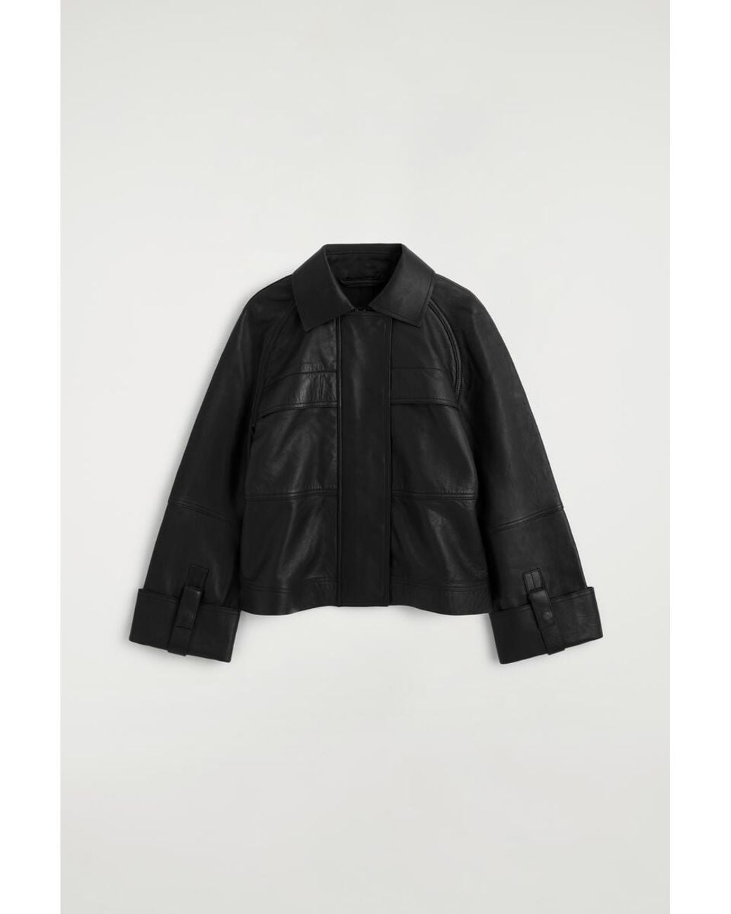COS Black Leather Workwear Jacket