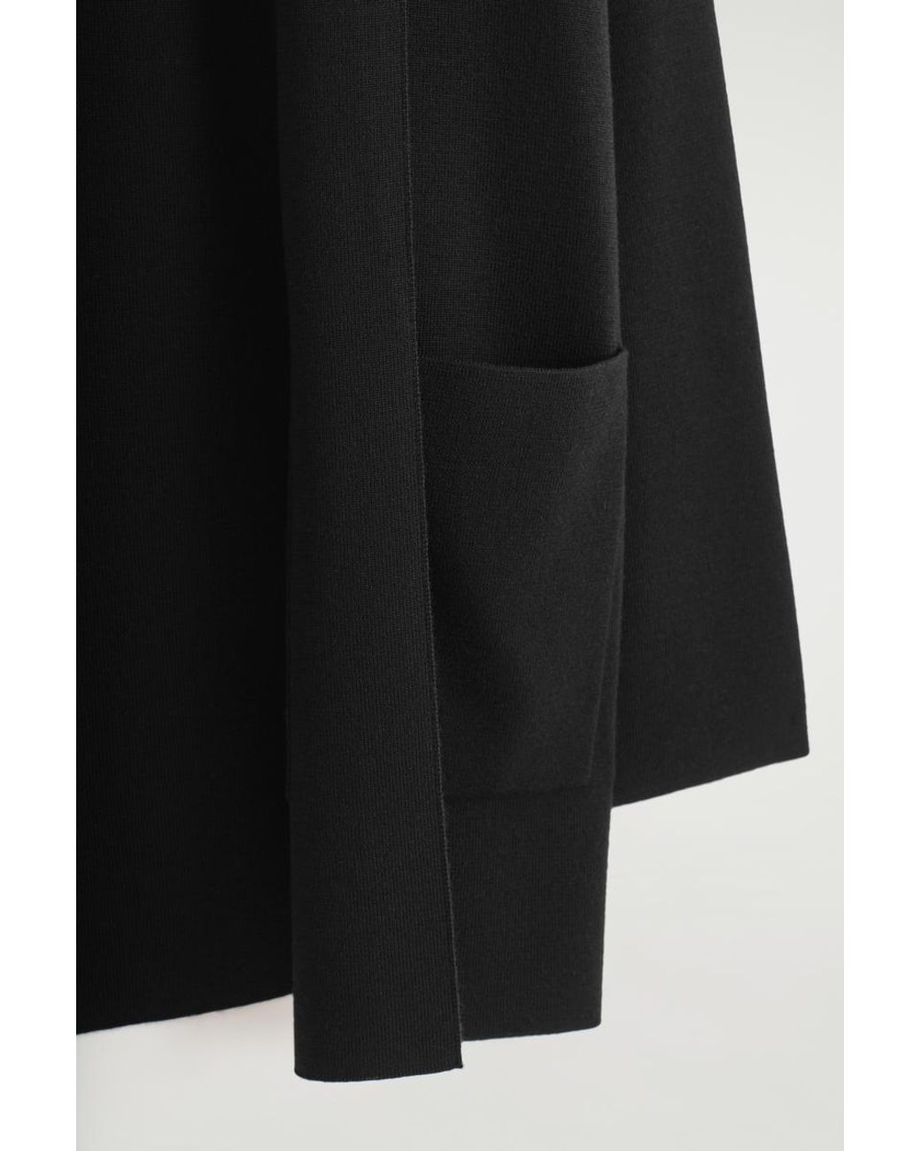 COS Black Draped-Collar Merino Wool Cardigan