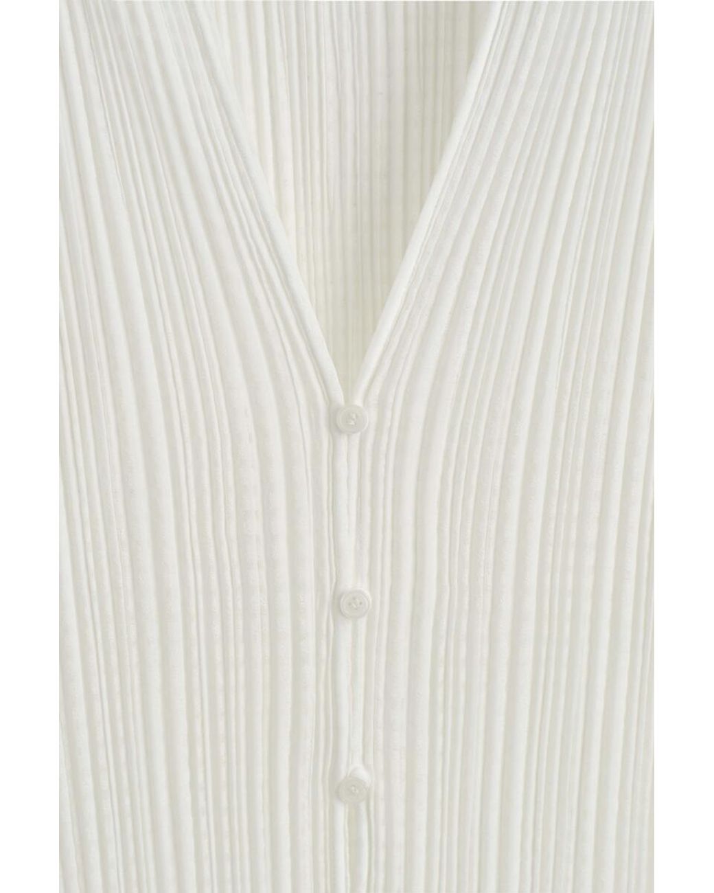 COS White Pleated Jacquard Cardigan