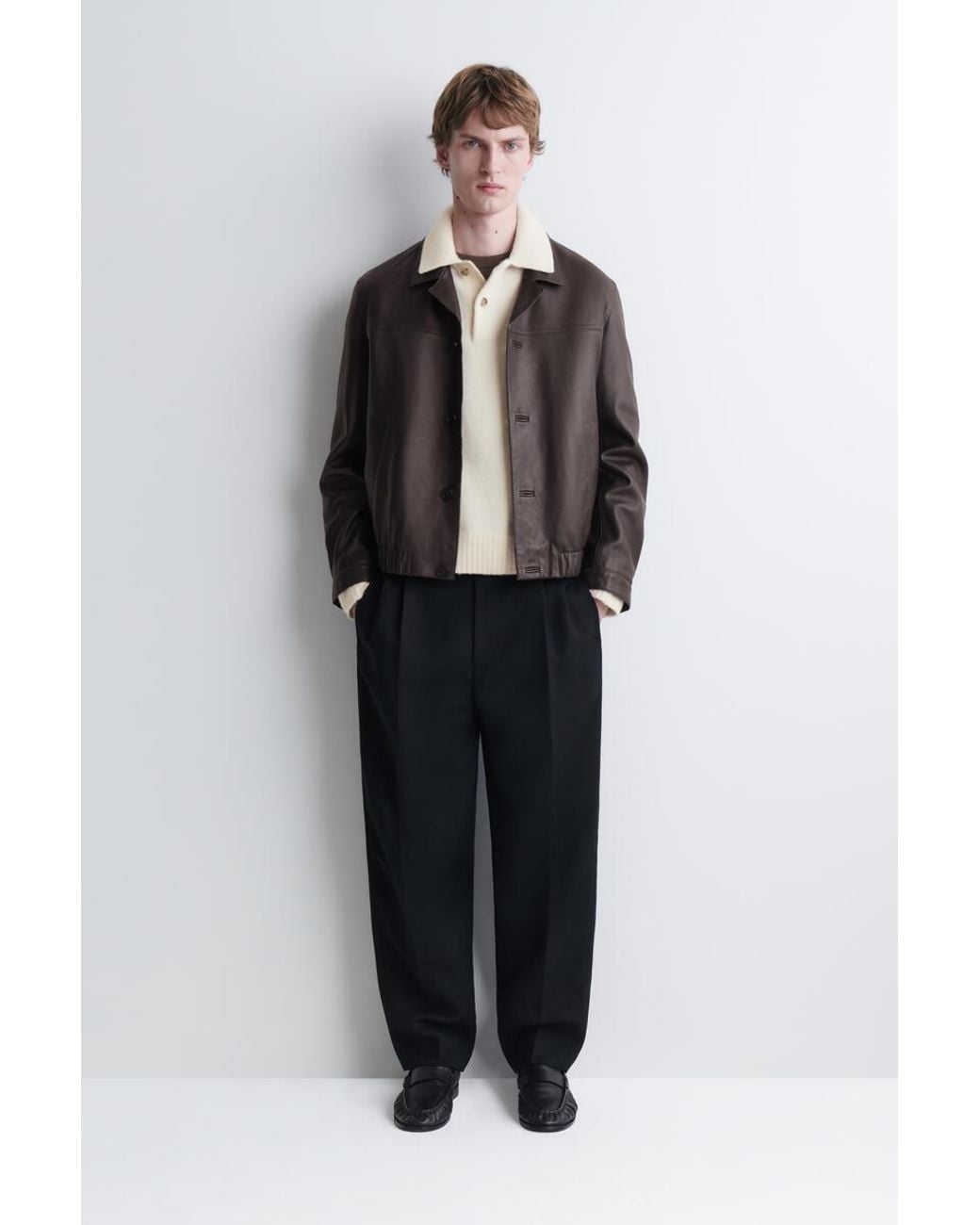 COS White Brushed-Wool Polo Shirt for men