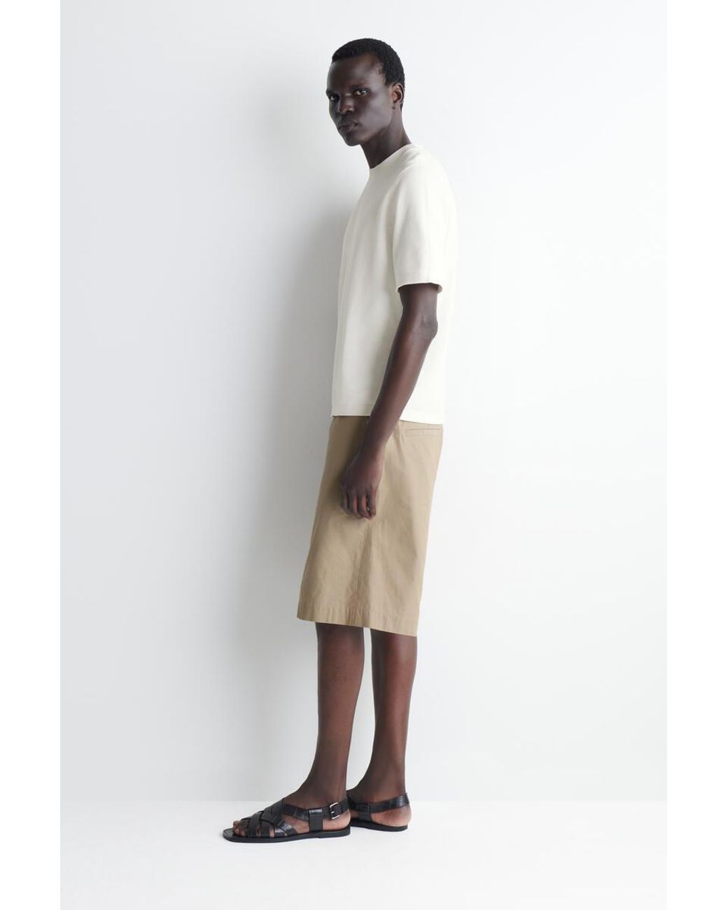 COS White Knitted Cotton T-Shirt for men