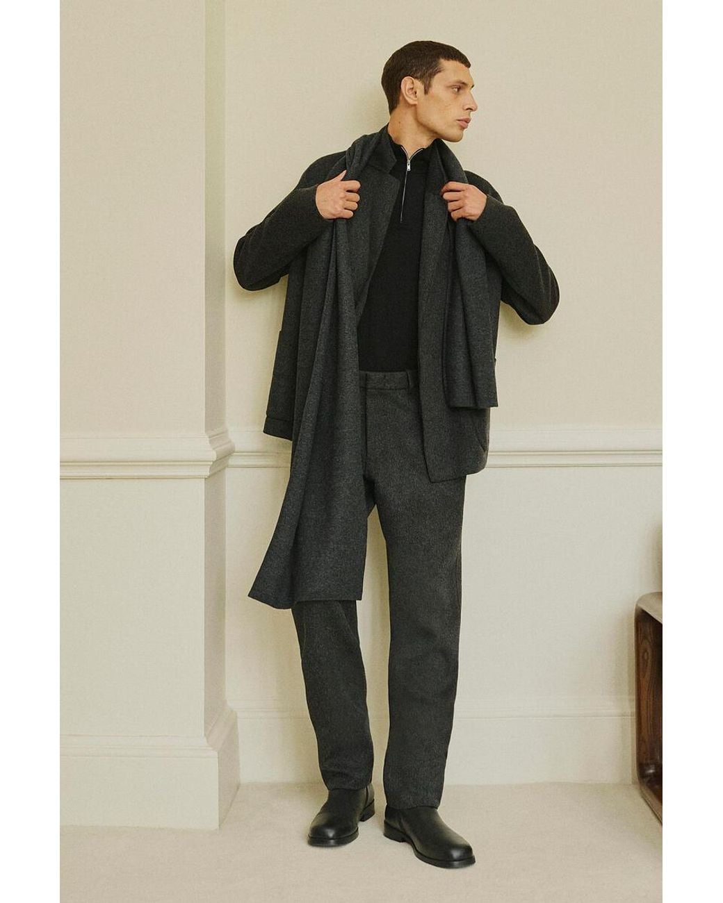 COS Black Unstructured Double-Faced Wool-Blend Blazer for men