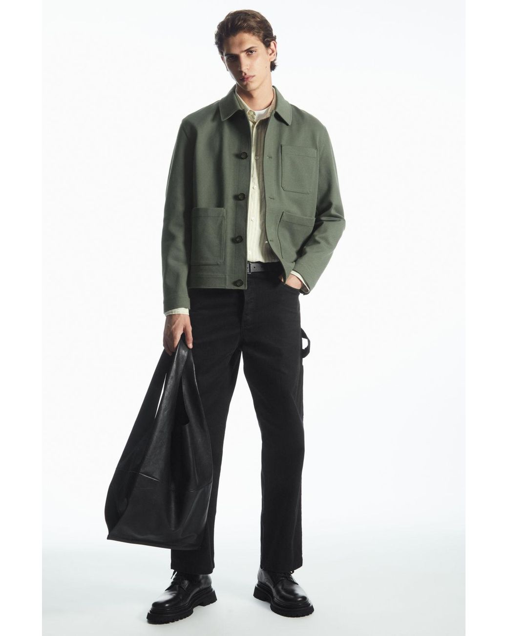 COS Cotton-twill Utility Jacket in Green for Men