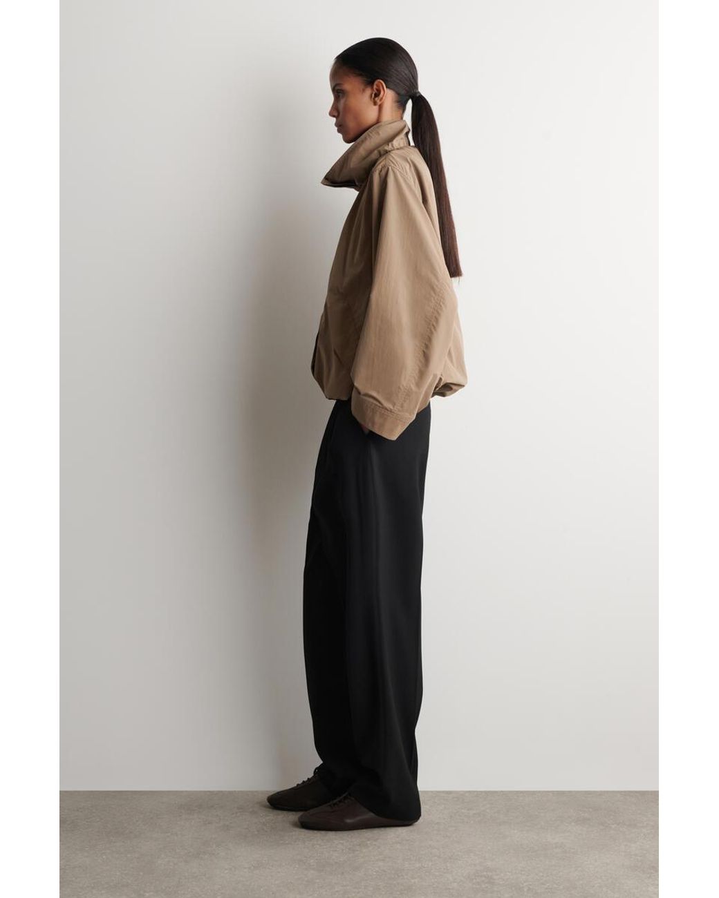 COS Natural Nylon Funnel-Neck Jacket