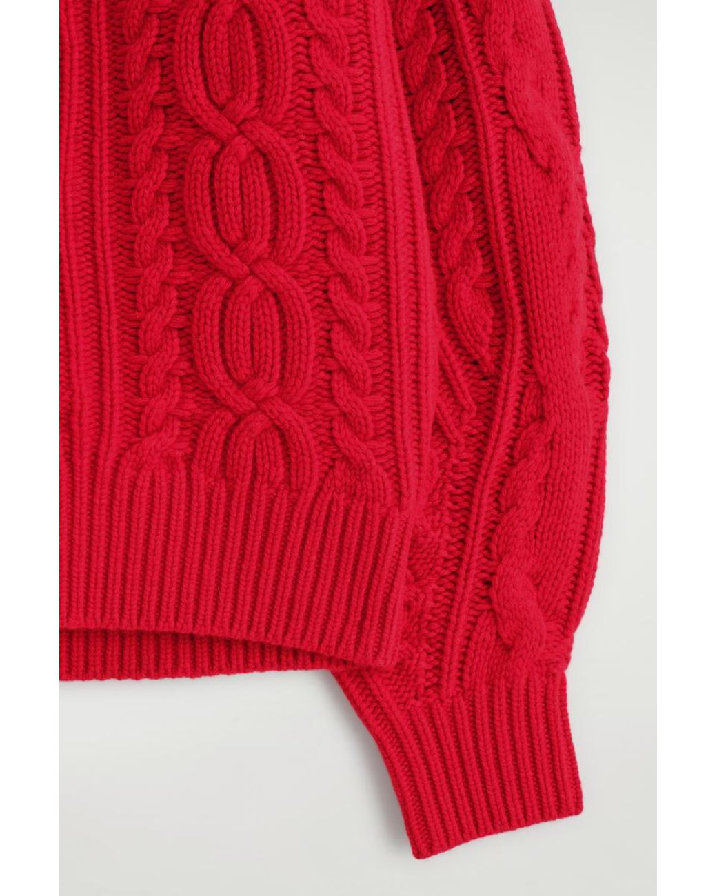 COS Red Cable-Knit Wool-Cashmere Sweater