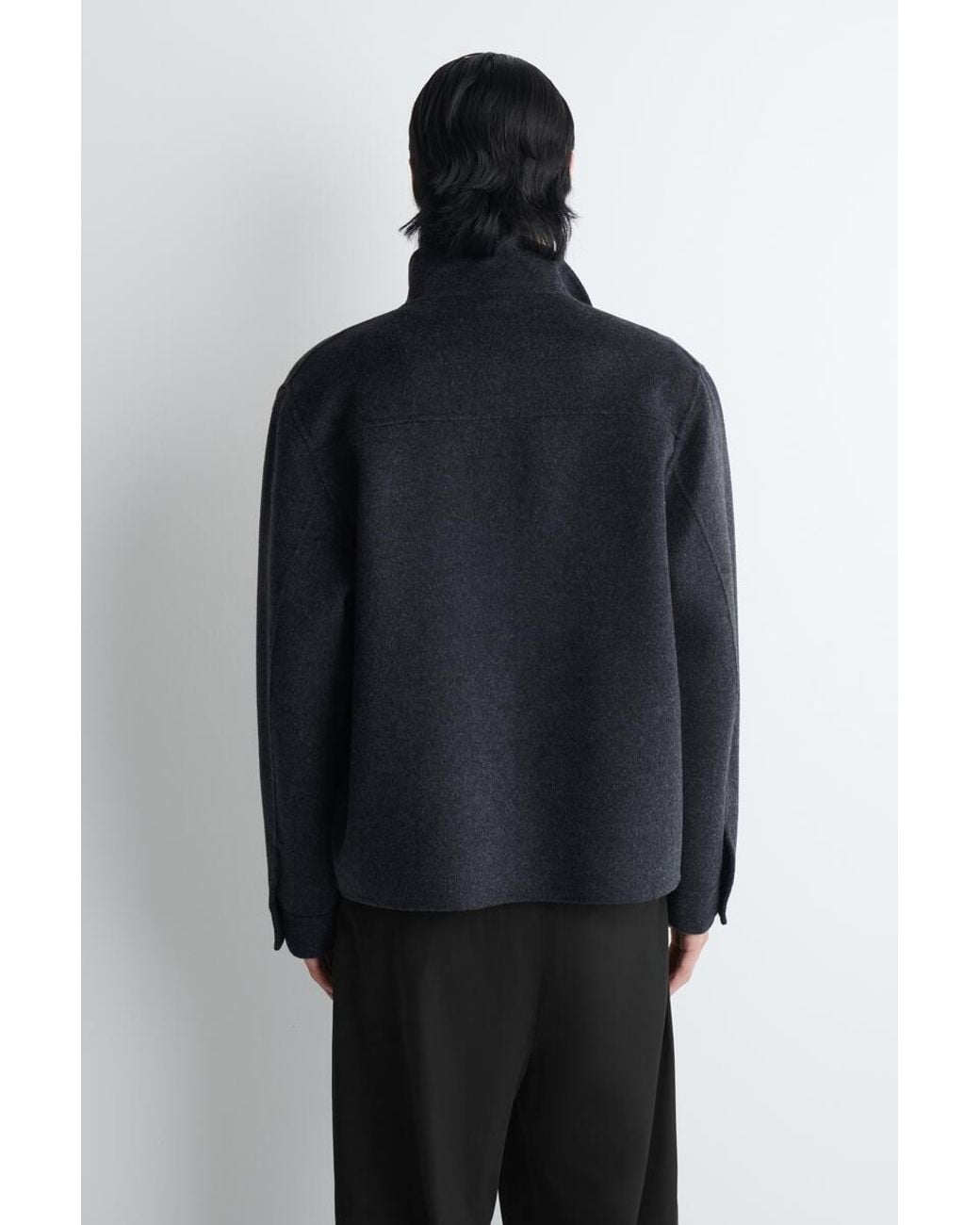 COS Blue Double-Faced Wool Funnel-Neck Jacket for men