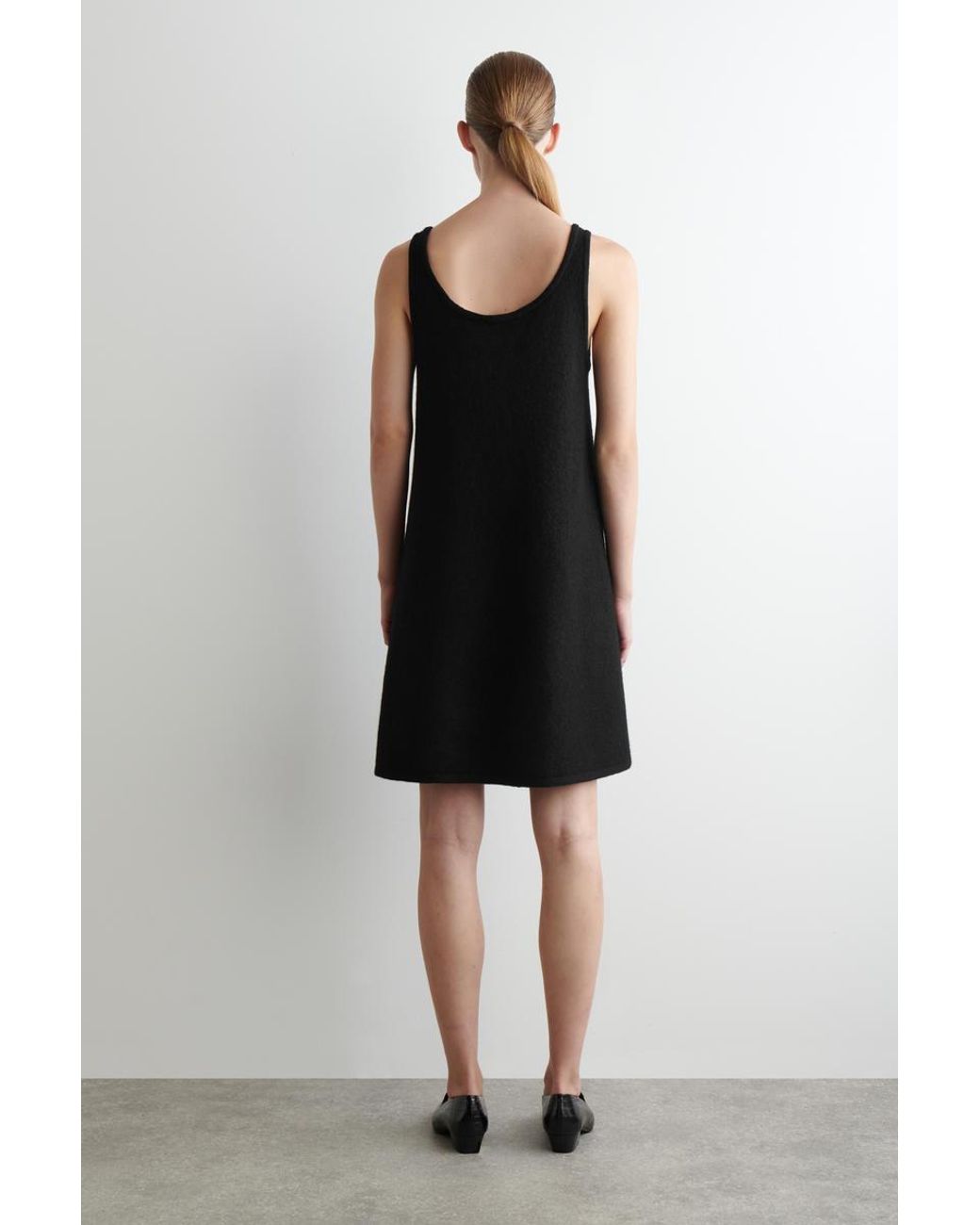 COS Boiled-Wool A-Line Mini Dress in Black | Lyst