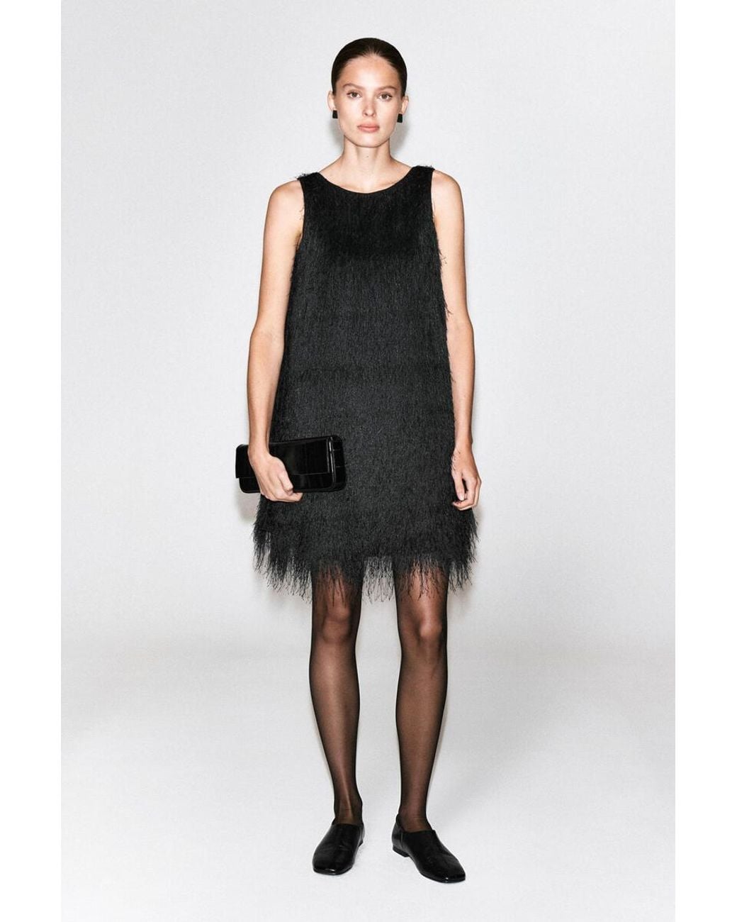 COS Black Fringed Mini Dress