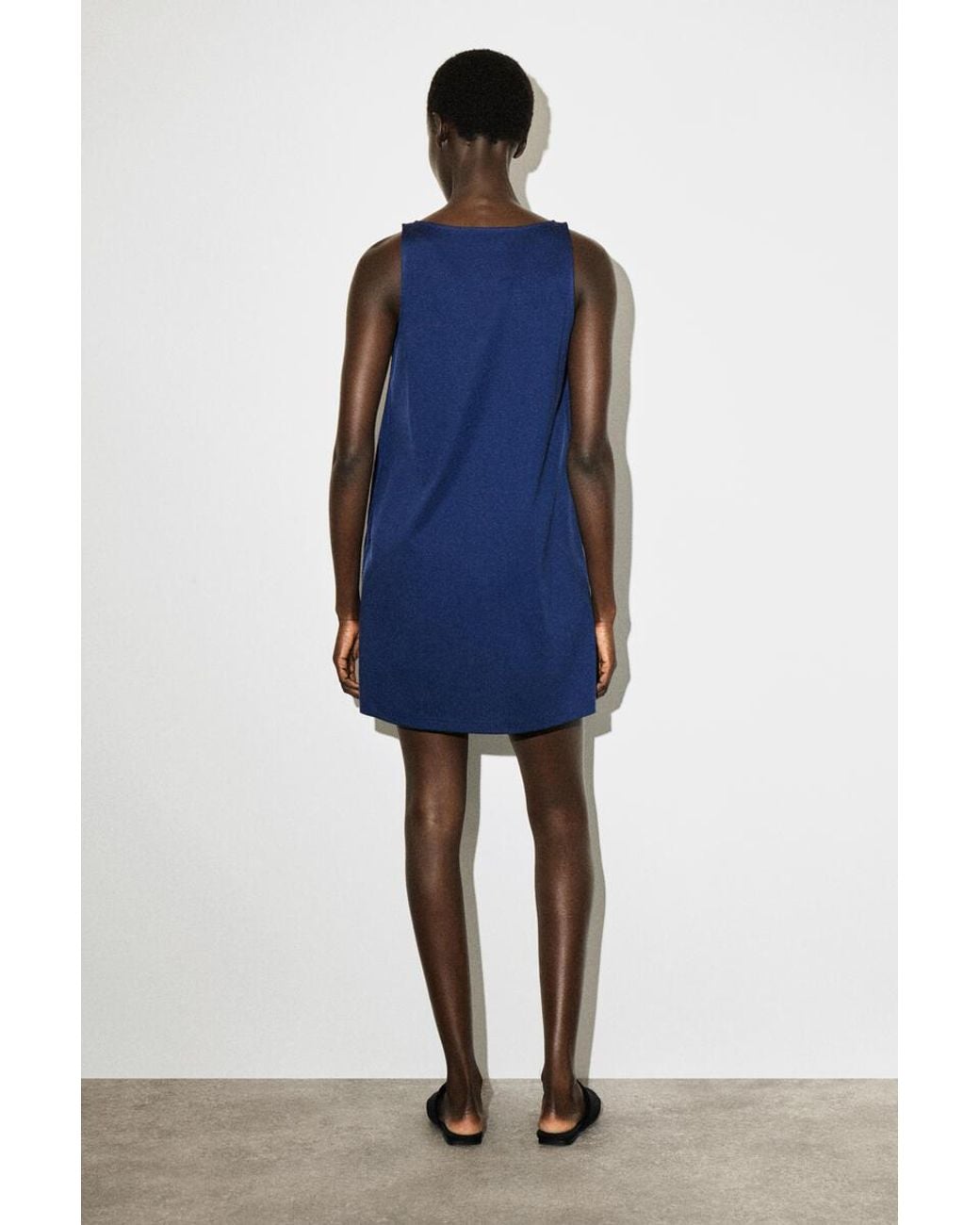 COS Blue Jersey-Panelled Nylon Mini Dress