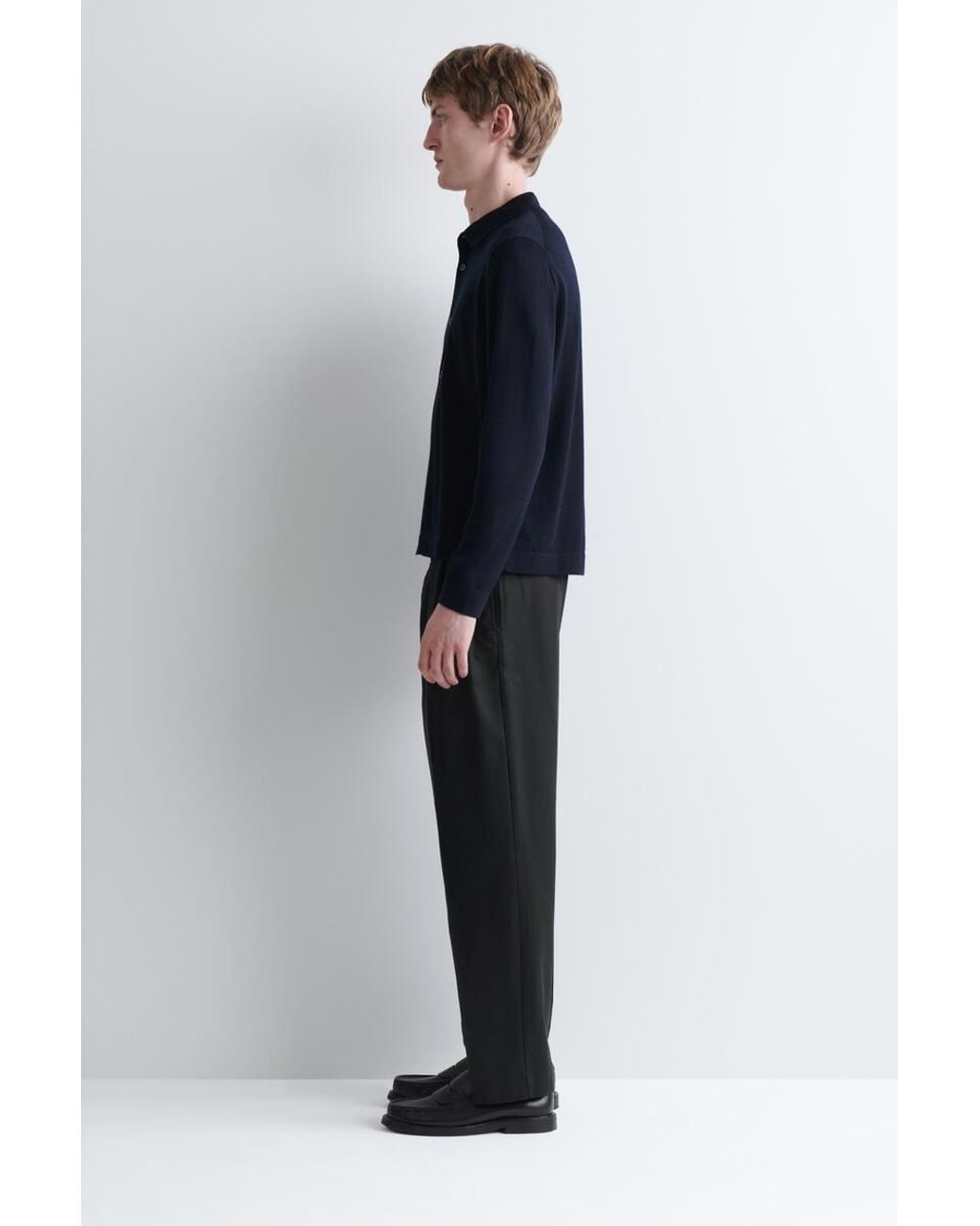 COS Blue Knitted Merino Wool Shirt for men