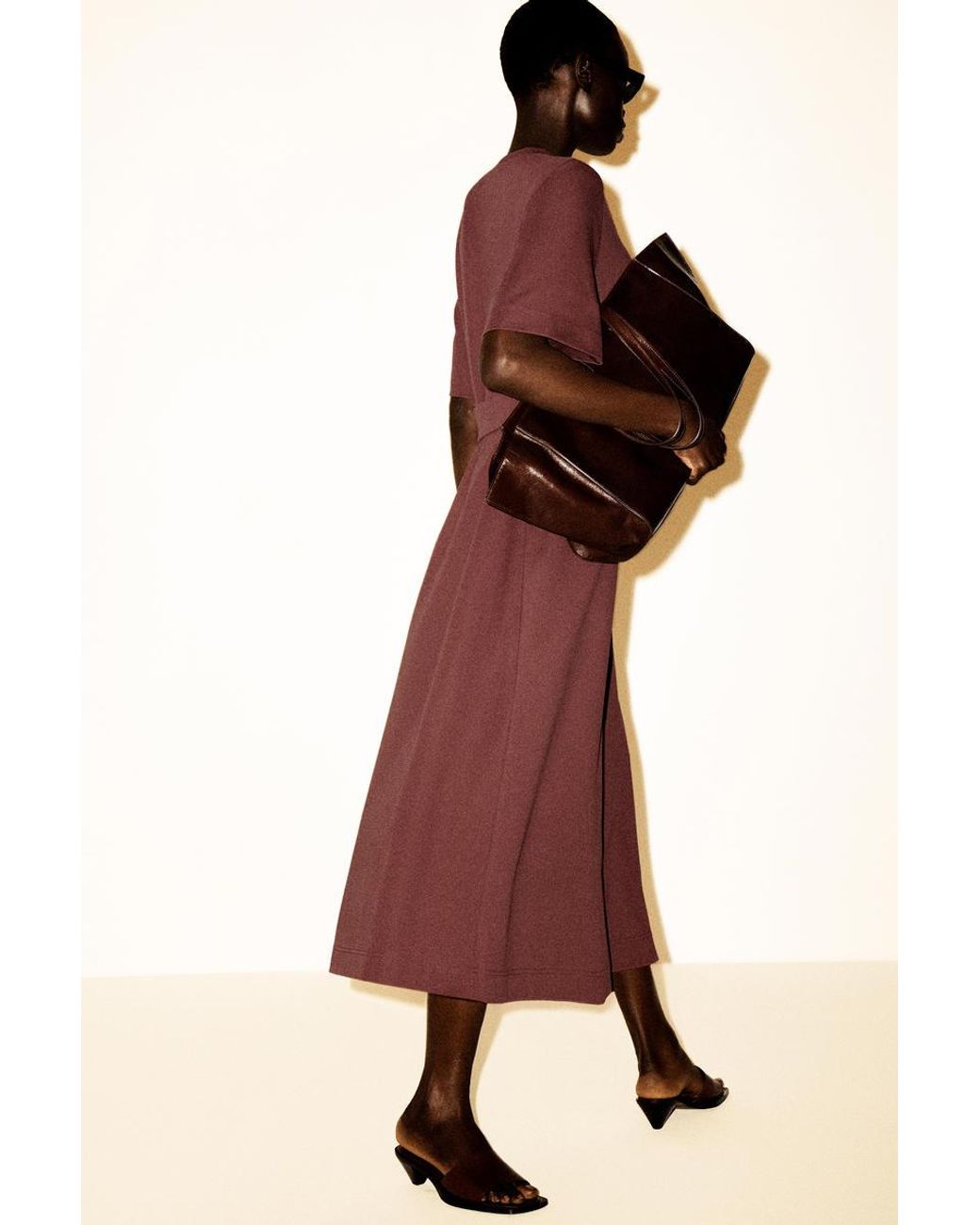 COS Red Belt-Detail Midi T-Shirt Dress