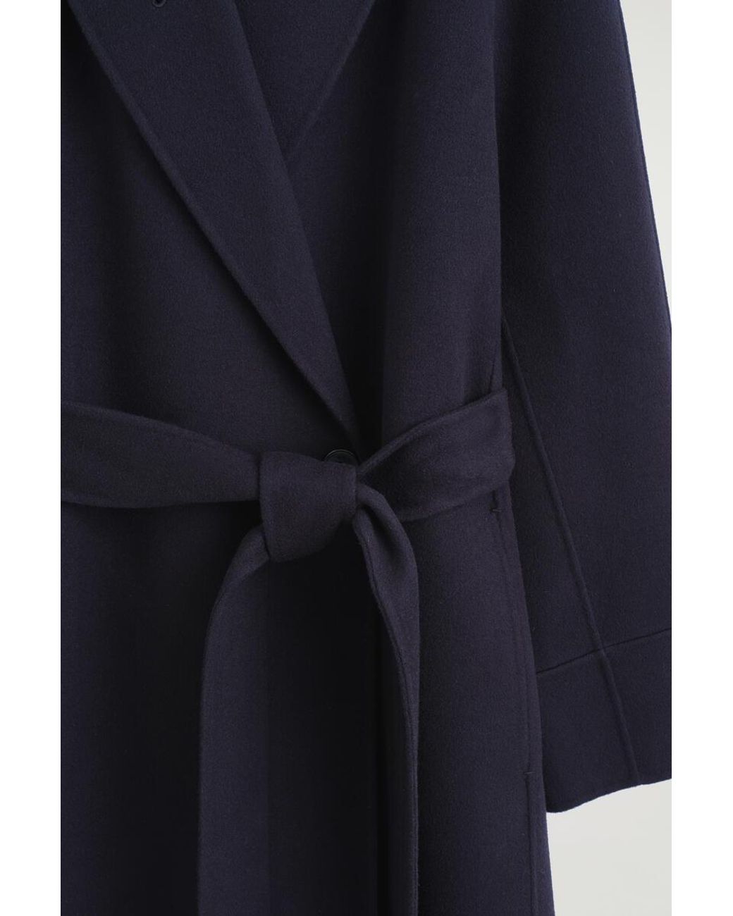 COS Blue Shawl-Collar Double-Faced Wool Long Coat