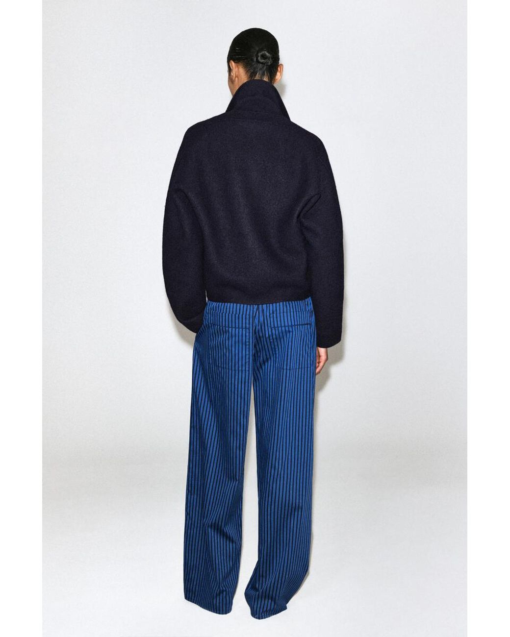 COS Blue Sculpted Merino Wool Zip-Up Jacket