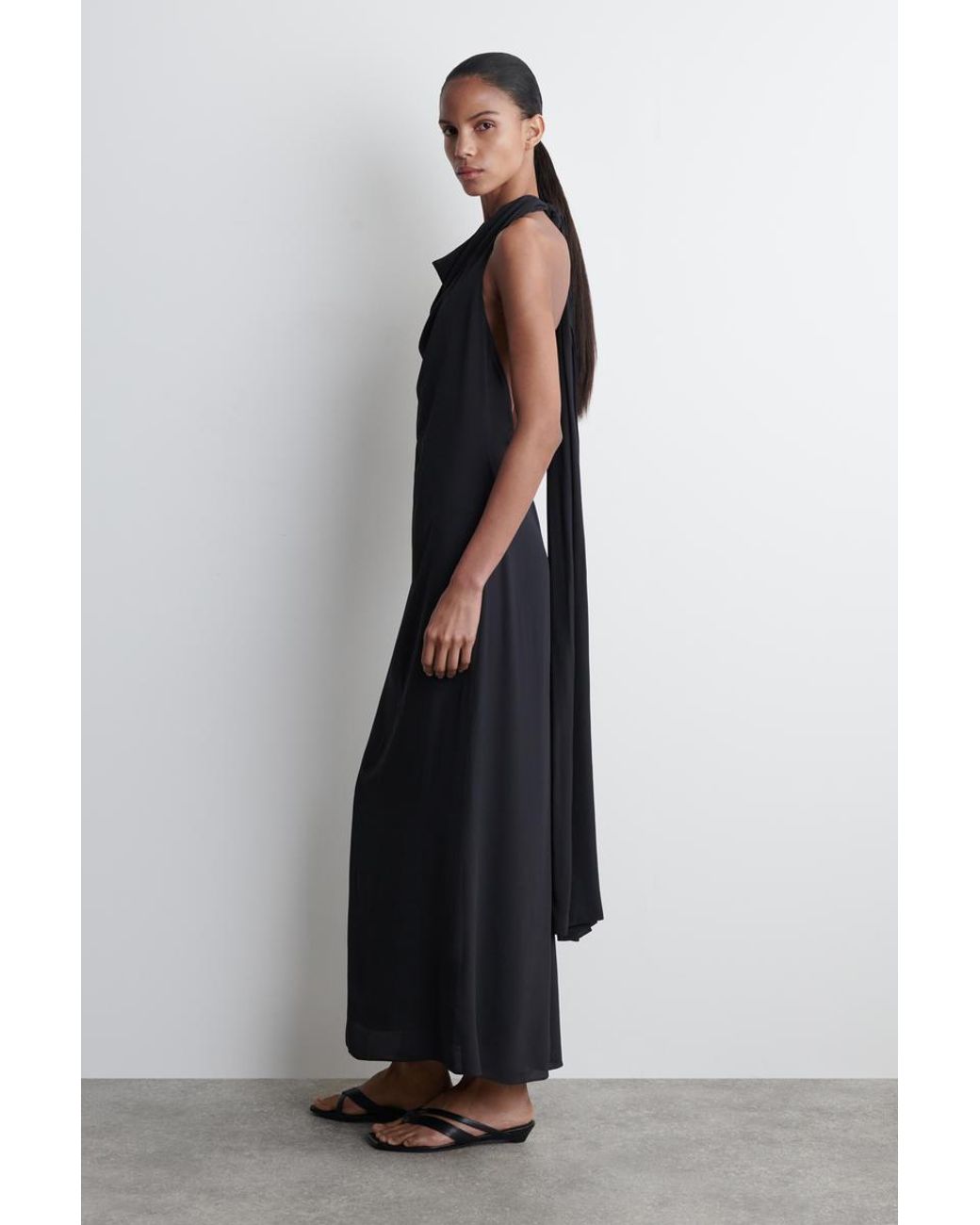 COS Cowl-Neck Maxi Dress in Black