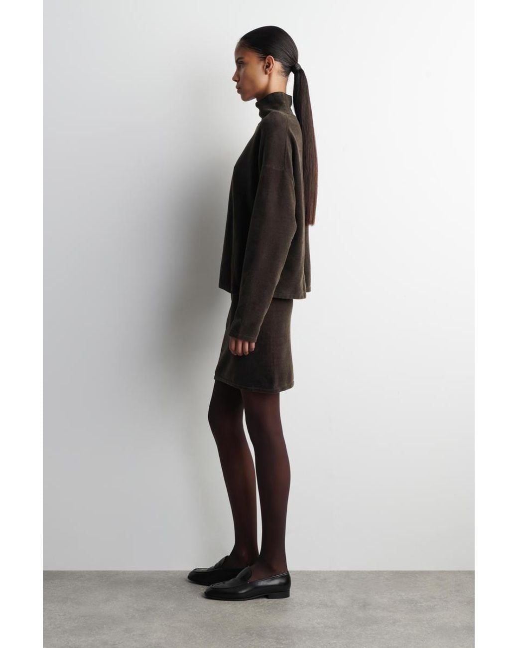 COS Black Chenille Mock-Neck Sweater