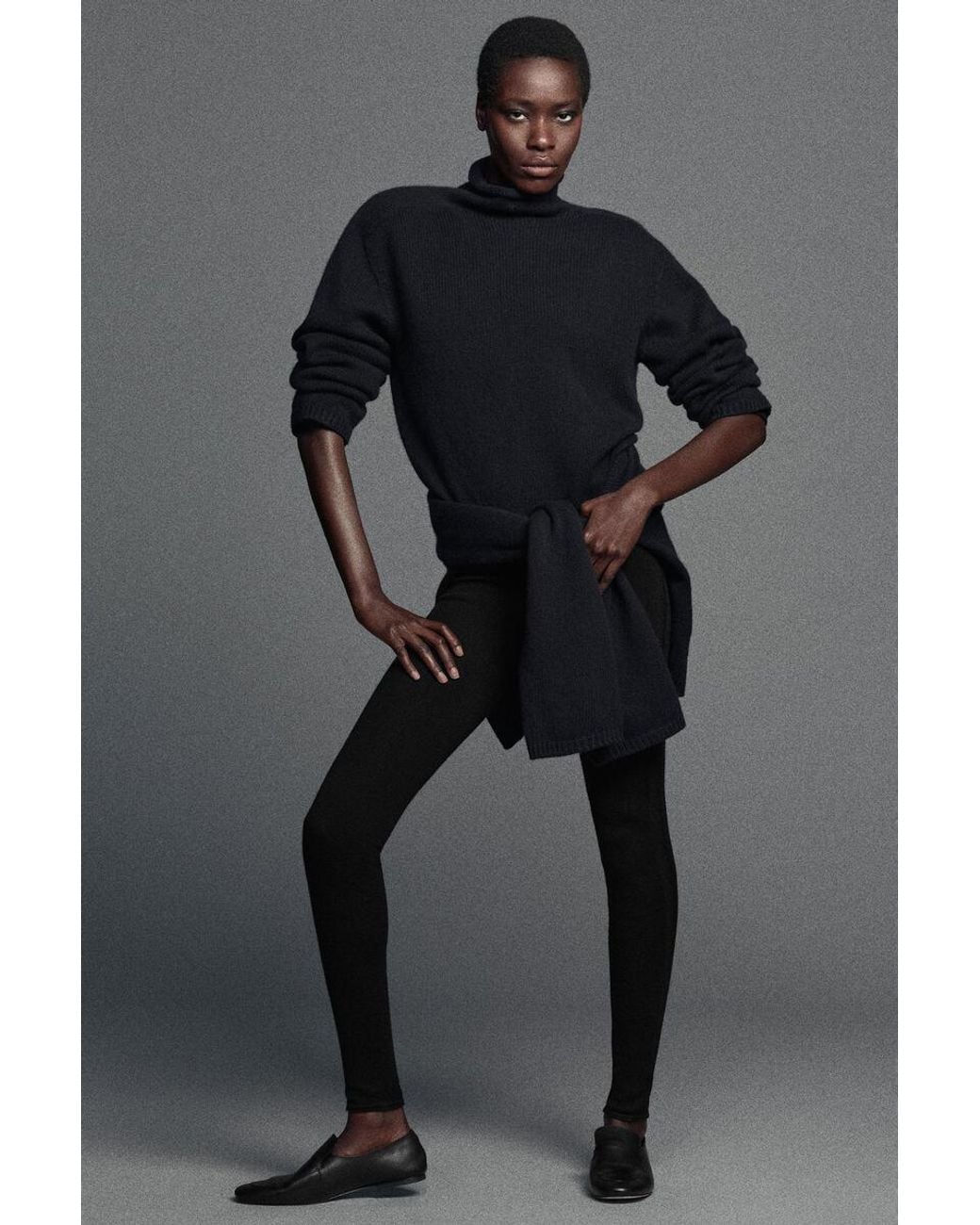 COS Black Seamless Merino Wool Leggings