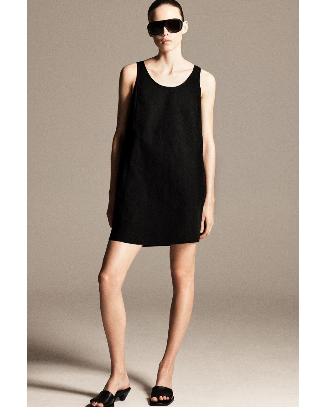 COS Black Jersey-Panelled Nylon Mini Dress