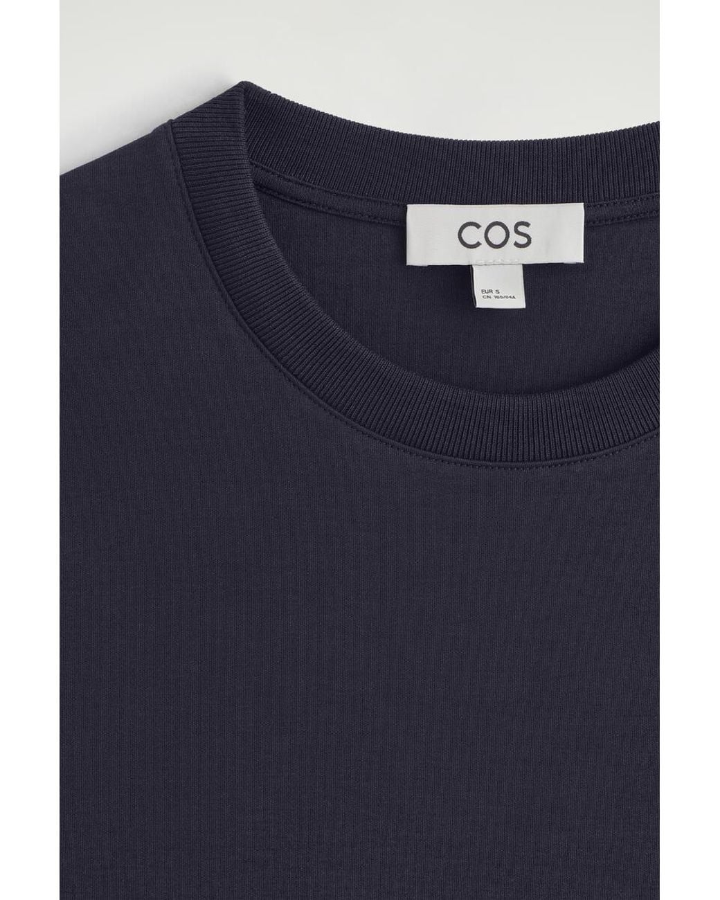 COS Blue Dropped-Waist Contrast-Panel Midi Dress