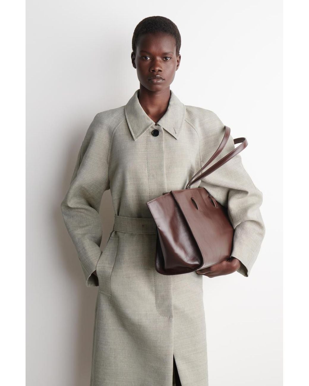 COS Brown Monument Tote Bag