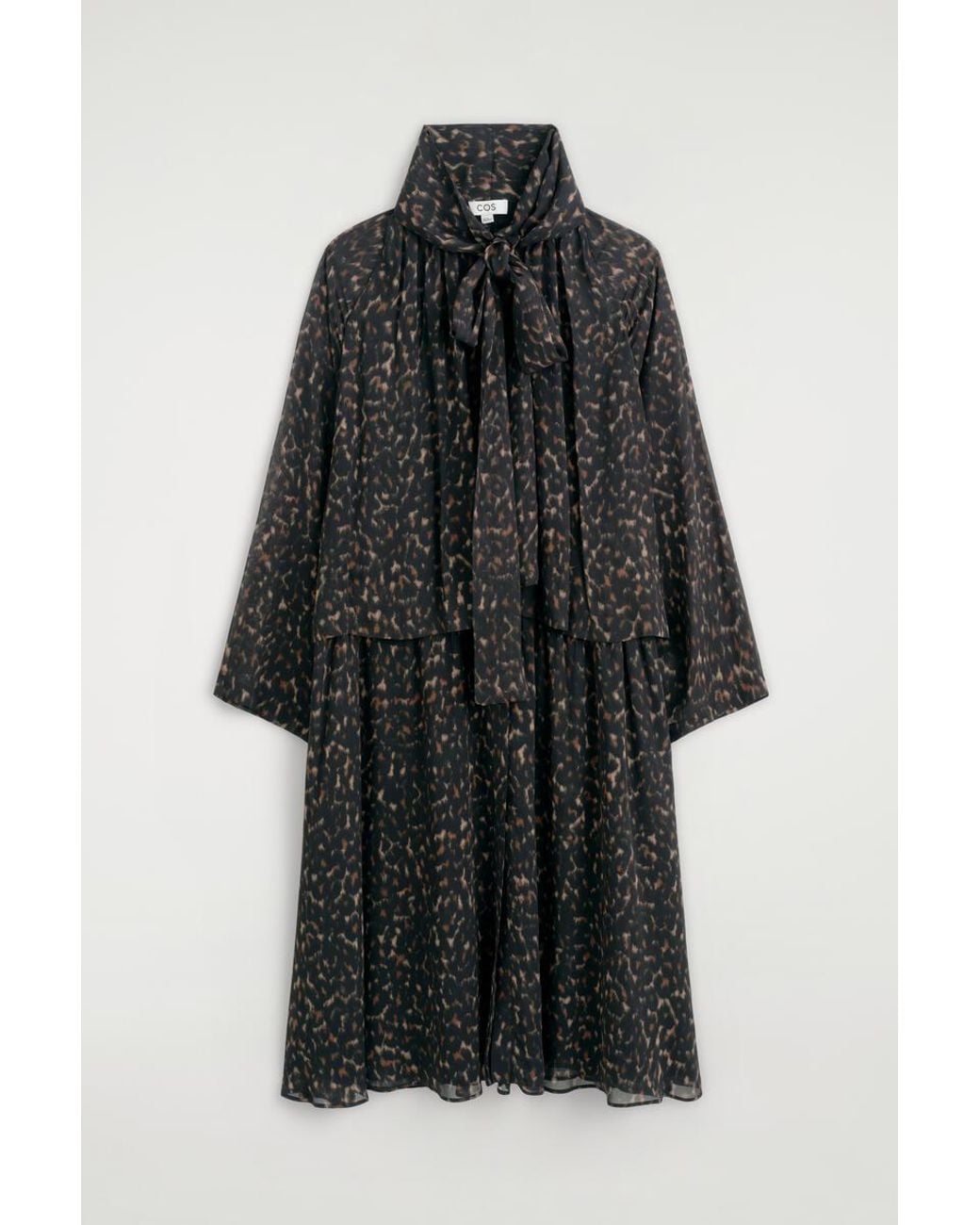 Abito Fluido Con Stampa Leopardata E Sciarpa di COS in Black