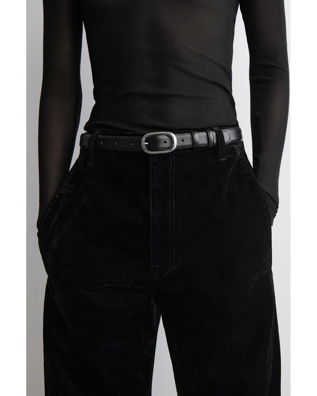 COS Black Flocked-Denim Barrel-Leg Trousers